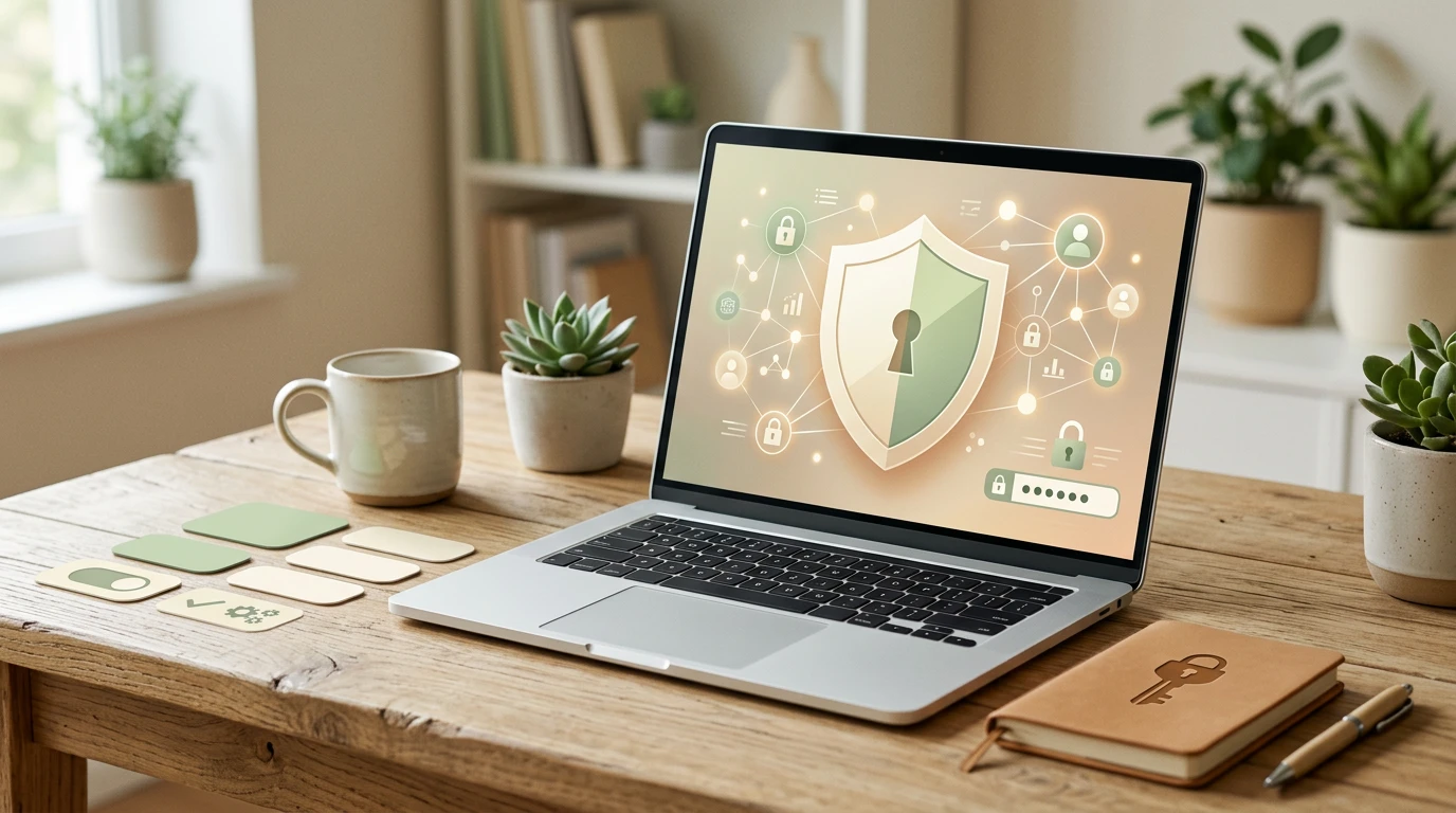 A privacy and account security checklist with a calm editorial layout