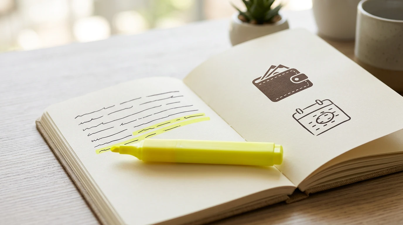 A terms checklist highlighting withdrawals, bonus balance and documents